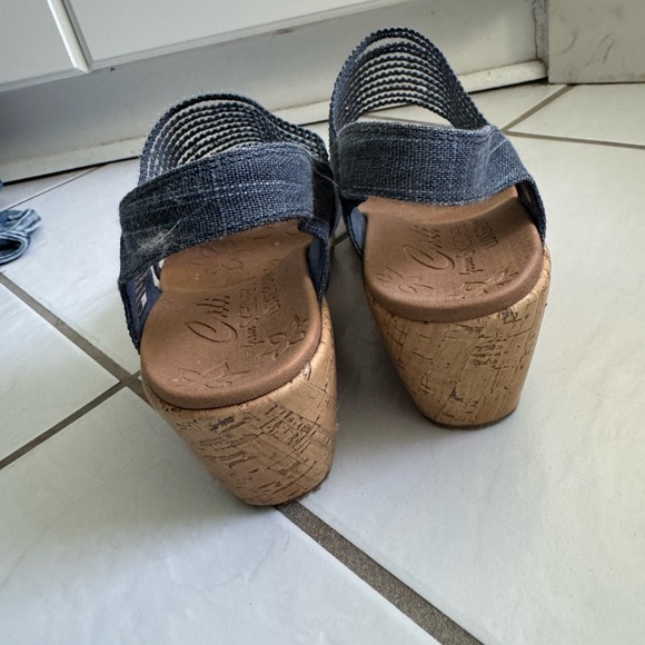 Skechers Denim Blue Wedge Sandals - Picture 5 of 8